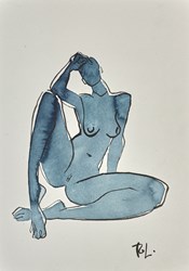 Relaxing by Toby Mulligan - Original on Paper sized 5x7 inches. Available from Whitewall Galleries